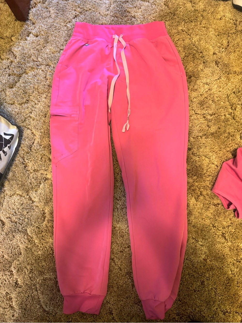Figs Hot Pink Cargo Joggers with Drawstring